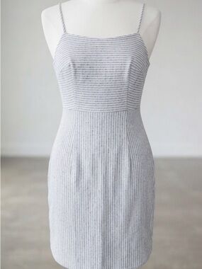 leRumi Jamie Blue White Striped Cami Dress Cotton Seersucker Mini NWT